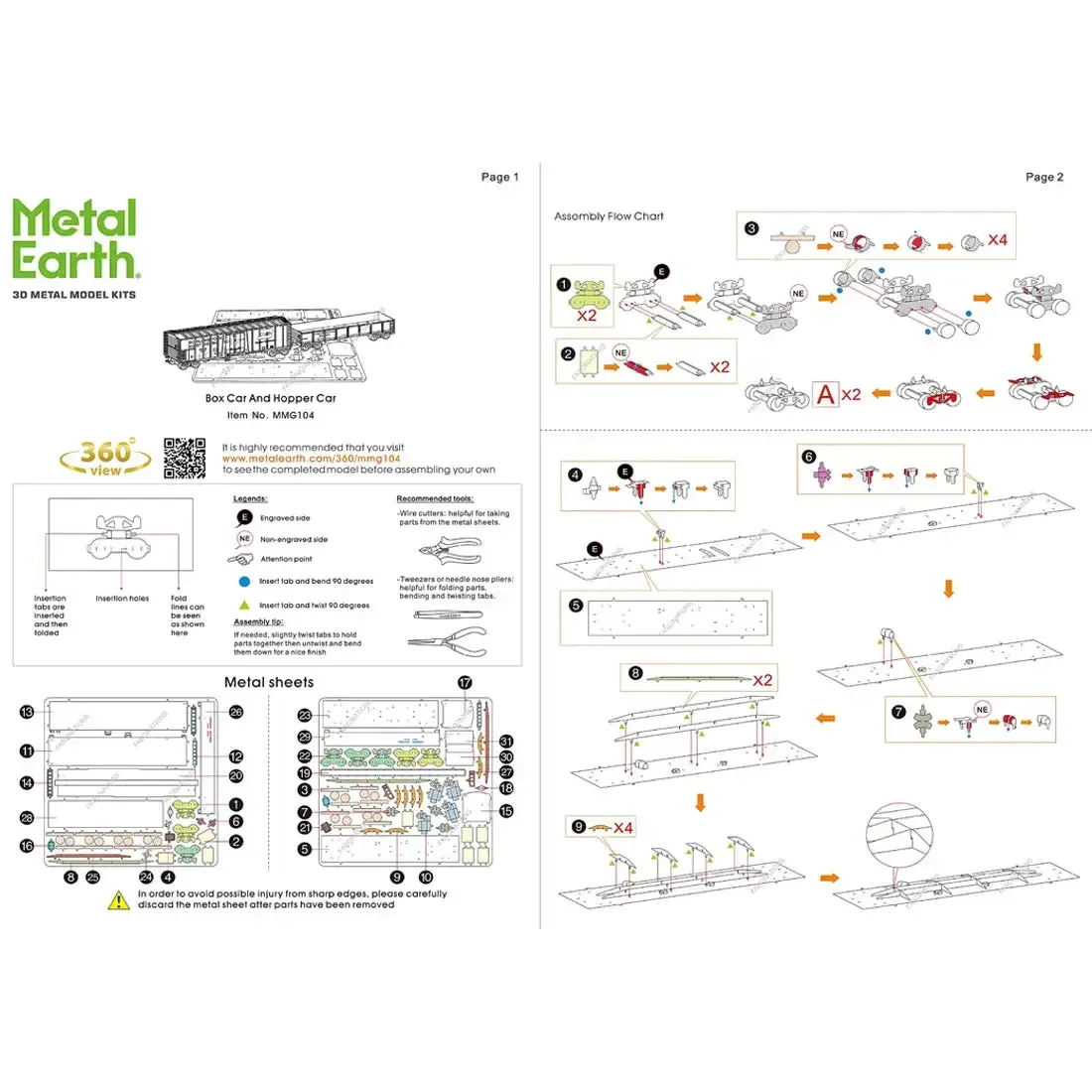 Unpainted Freight Train with Engine & 4 Cars Figure Model Kit Gift Set (Steel, Challenging Difficulty) - Fascinations - Metal Earth Premium Series - Image 6