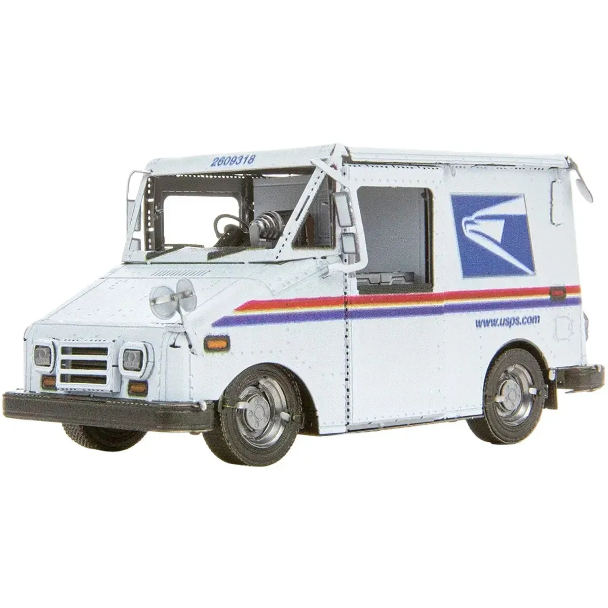 USPS - Grumman LLV Mail Truck Figure Model Kit (1:59 Scale, Steel, Moderate Difficulty) - Fascinations - Metal Earth Series - Image 4