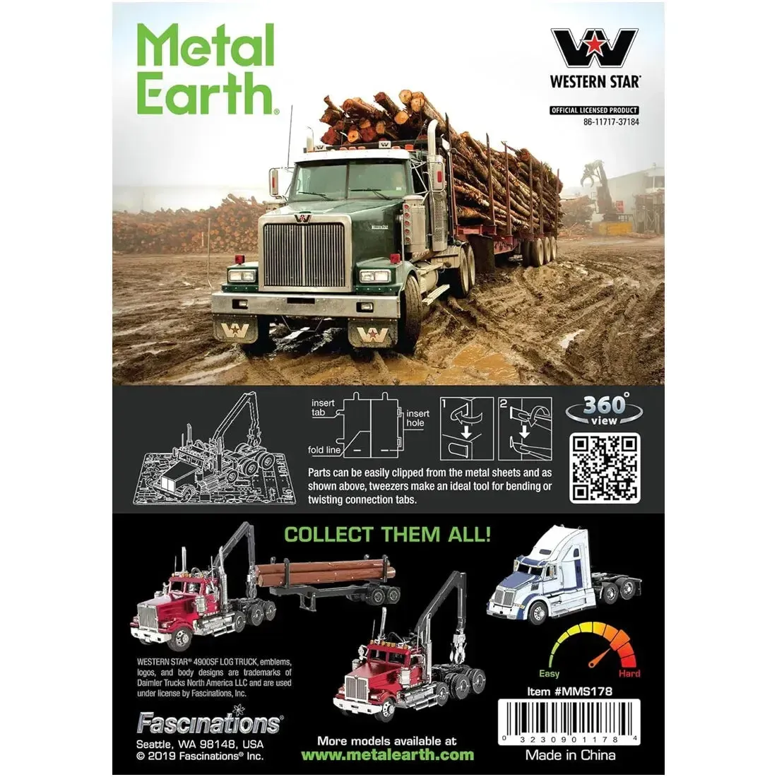 Western Star - 4900SF Log Truck Figure Model Kit (Steel, Challenging Difficulty) - Fascinations - Metal Earth Series - Image 3