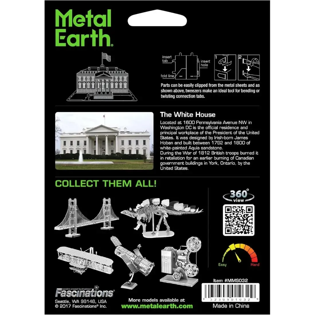 White House Figure Model Kit (Steel, Moderate Difficulty) - Fascinations - Metal Earth Series - Image 3