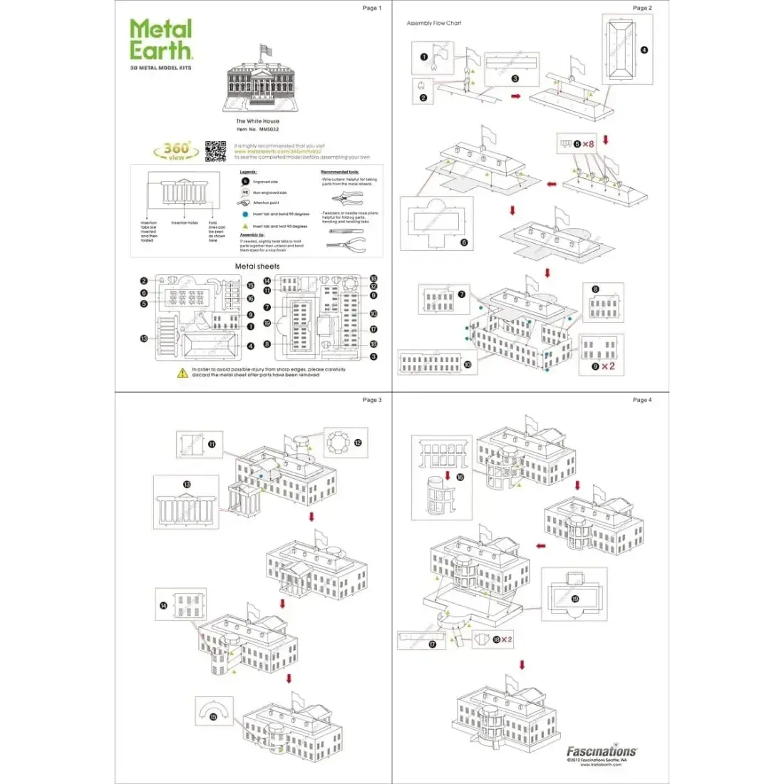 White House Figure Model Kit (Steel, Moderate Difficulty) - Fascinations - Metal Earth Series - Image 8