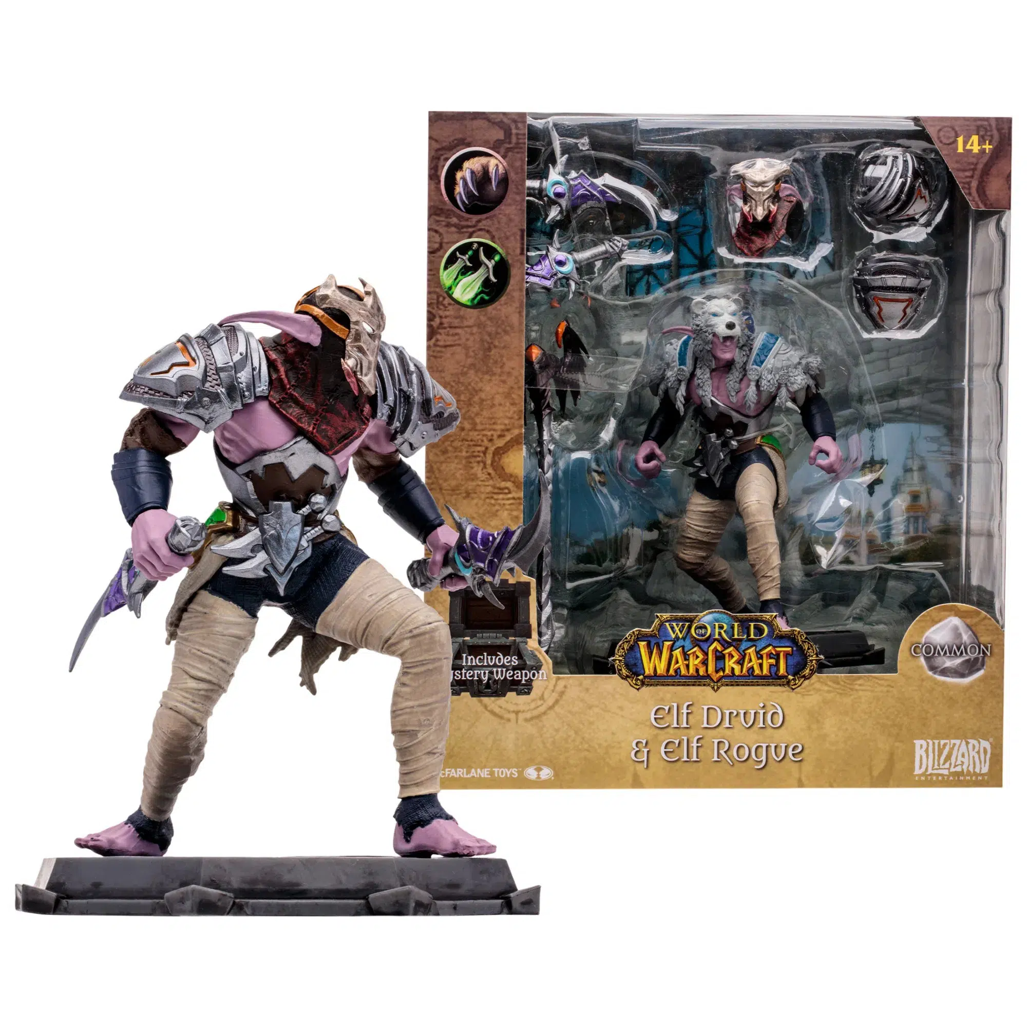 World of Warcraft - Elf Druid & Eld Rogue Action Figure with Mystery Weapon (7") - McFarlane Toys - Image 2