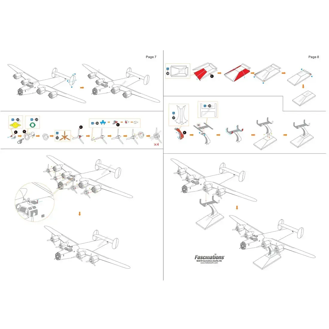 World War II - B-24 Liberator American Bomber Plane Figure Model Kit (1:156 Scale, Steel, Challenging Difficulty) - Fascinations - Metal Earth Series1 - Image 11