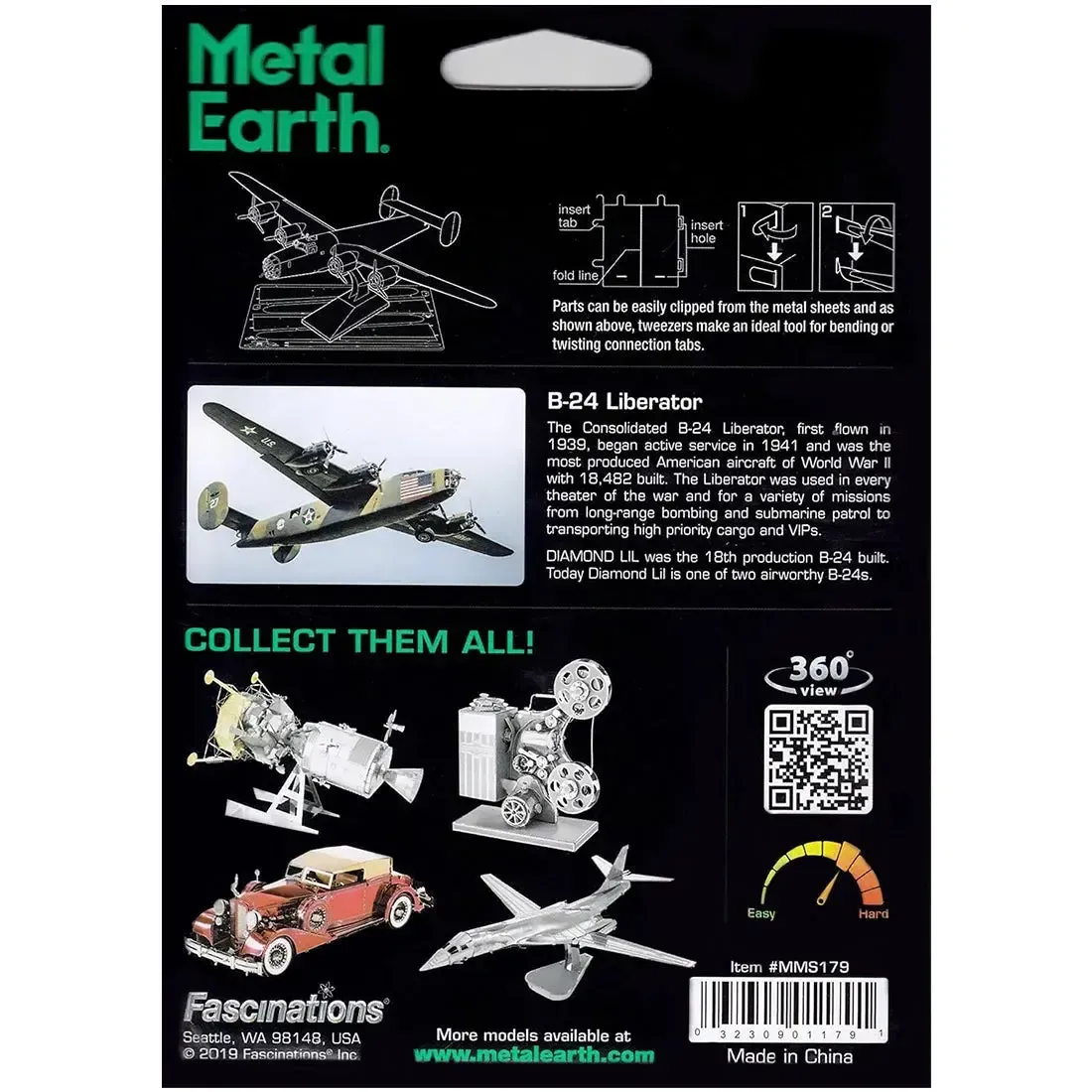 World War II - B-24 Liberator American Bomber Plane Figure Model Kit (1:156 Scale, Steel, Challenging Difficulty) - Fascinations - Metal Earth Series1 - Image 3