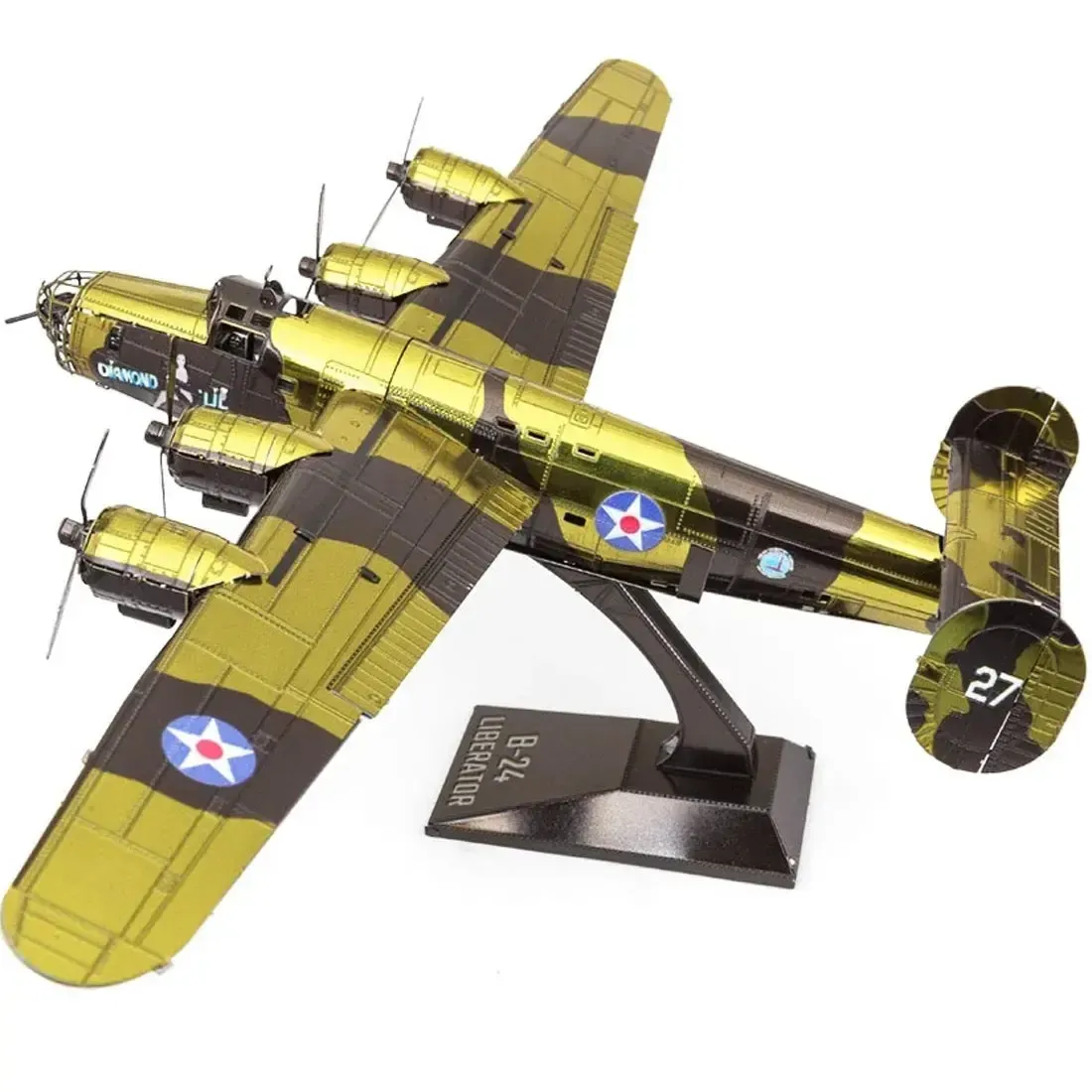 World War II - B-24 Liberator American Bomber Plane Figure Model Kit (1:156 Scale, Steel, Challenging Difficulty) - Fascinations - Metal Earth Series1 - Image 4