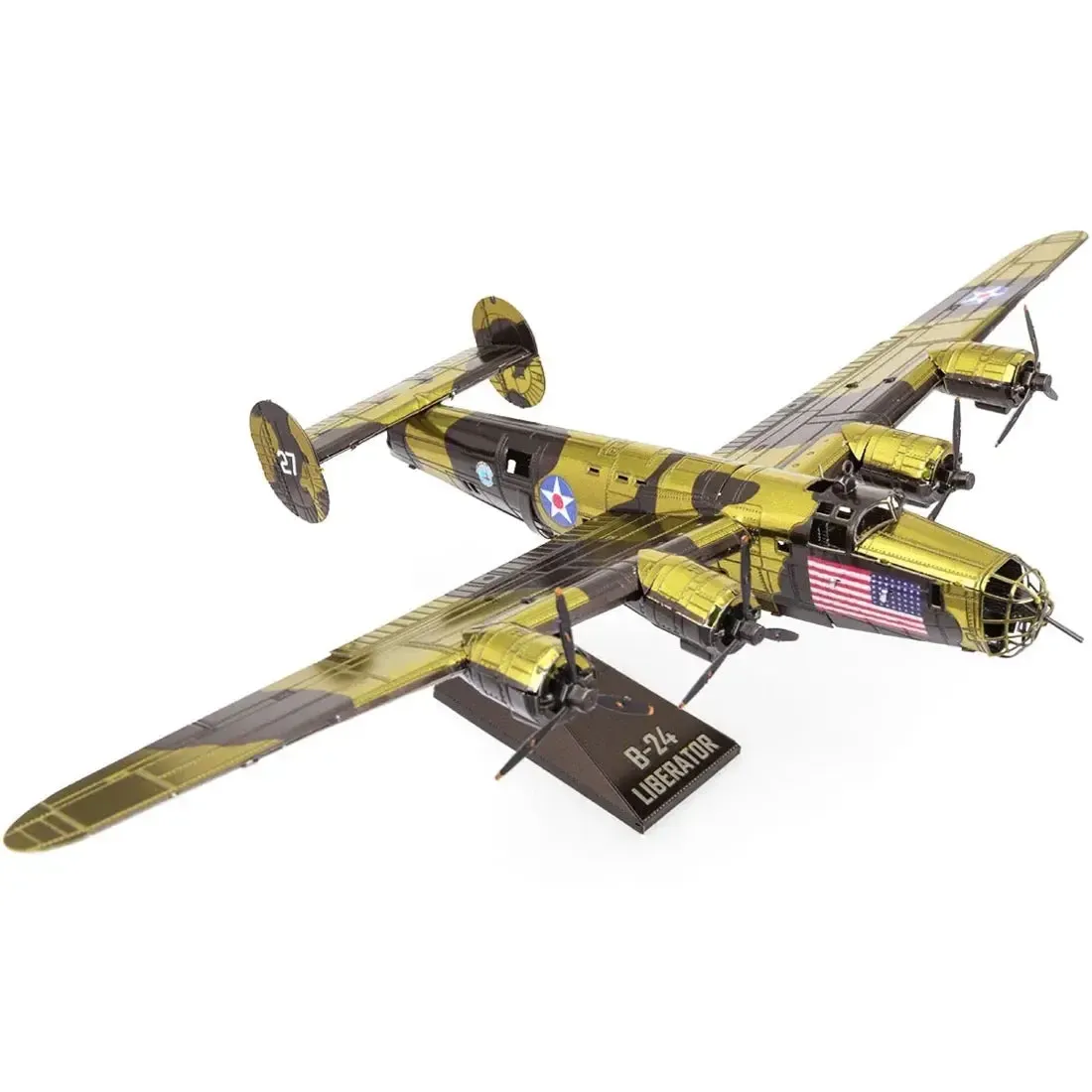 World War II - B-24 Liberator American Bomber Plane Figure Model Kit (1:156 Scale, Steel, Challenging Difficulty) - Fascinations - Metal Earth Series1 - Image 7
