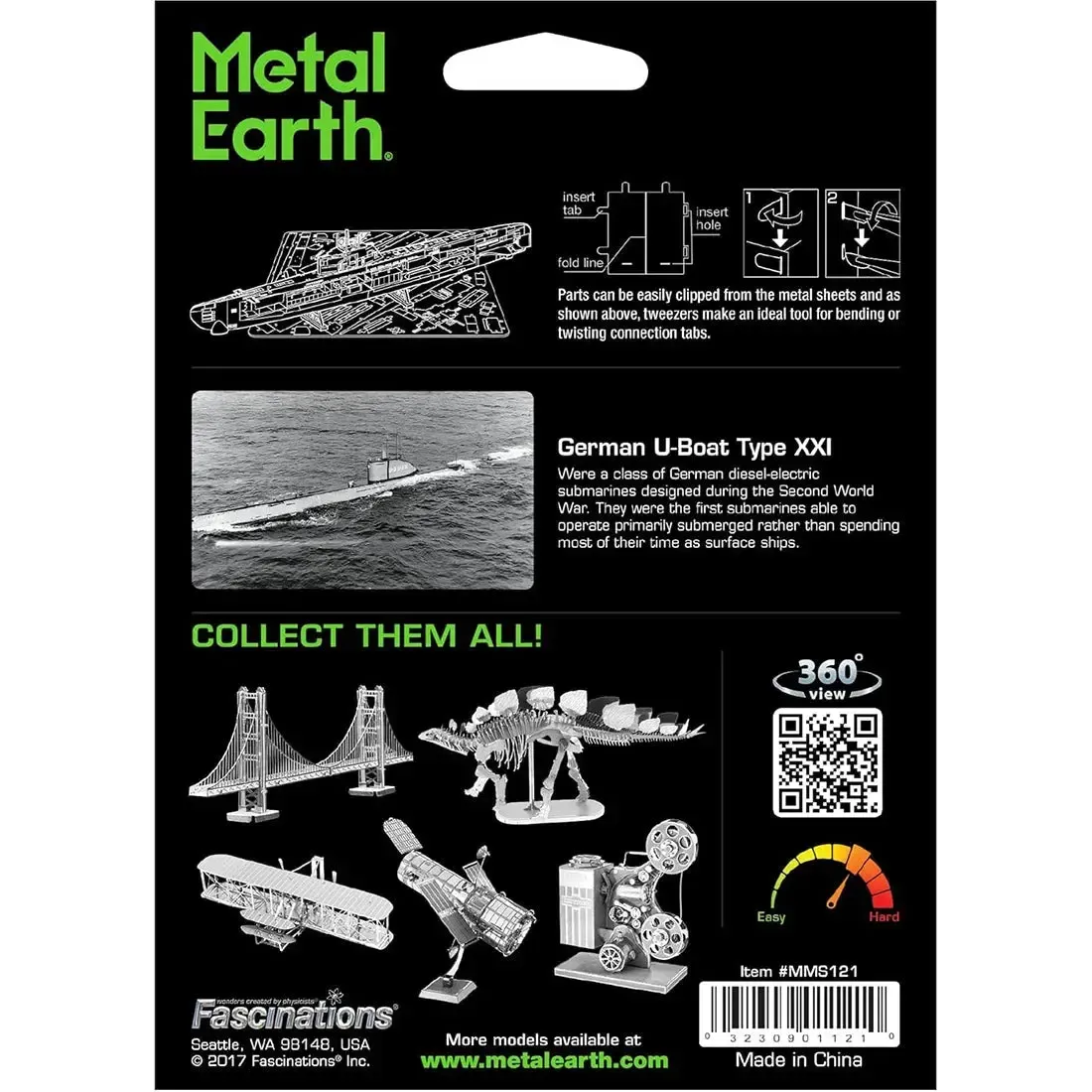 World War II - German U-Boat Type XXI Ship Figure Model Kit (1:74 Scale, Steel, Challenging Difficulty) - Fascinations - Metal Earth Series - Image 3