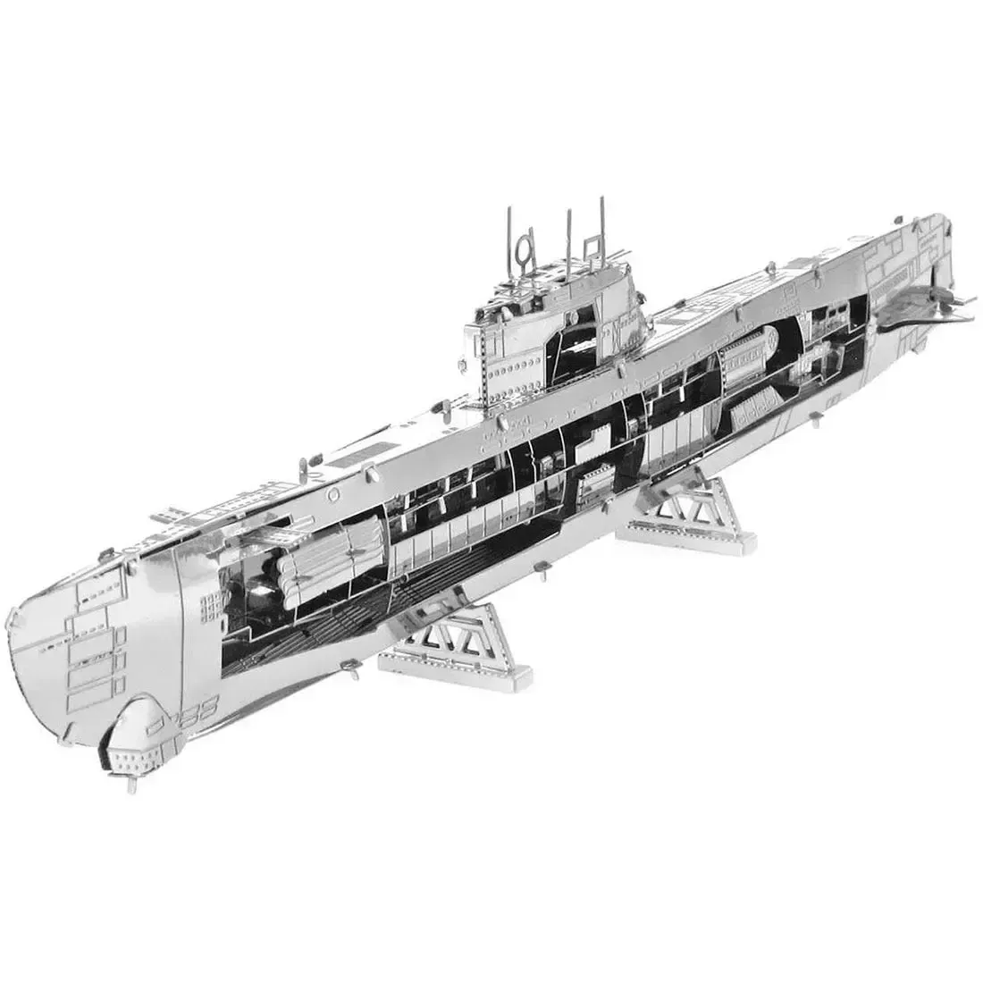 World War II - German U-Boat Type XXI Ship Figure Model Kit (1:74 Scale, Steel, Challenging Difficulty) - Fascinations - Metal Earth Series - Image 7