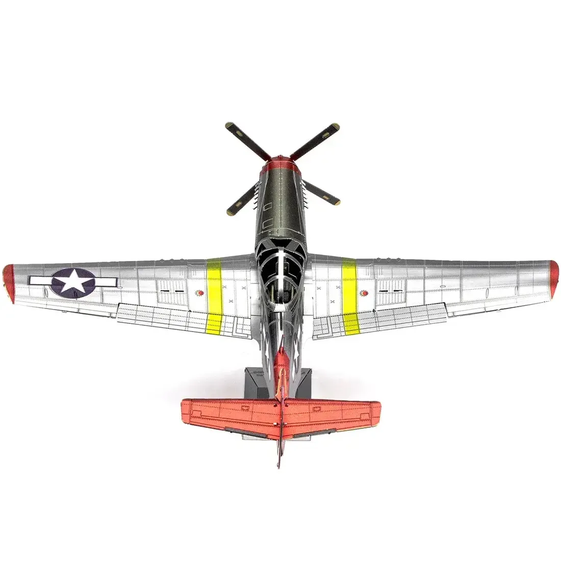 World War II - P-51D Mustang "Tuskegee Airmen" Plane Figure Model Kit (1:60 Scale, Steel, Challenging Difficulty) - Fascinations - Metal Earth Premium Series - Image 4