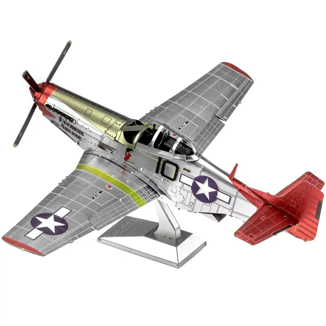 World War II - P-51D Mustang "Tuskegee Airmen" Plane Figure Model Kit (1:60 Scale, Steel, Challenging Difficulty) - Fascinations - Metal Earth Premium Series - Image 5