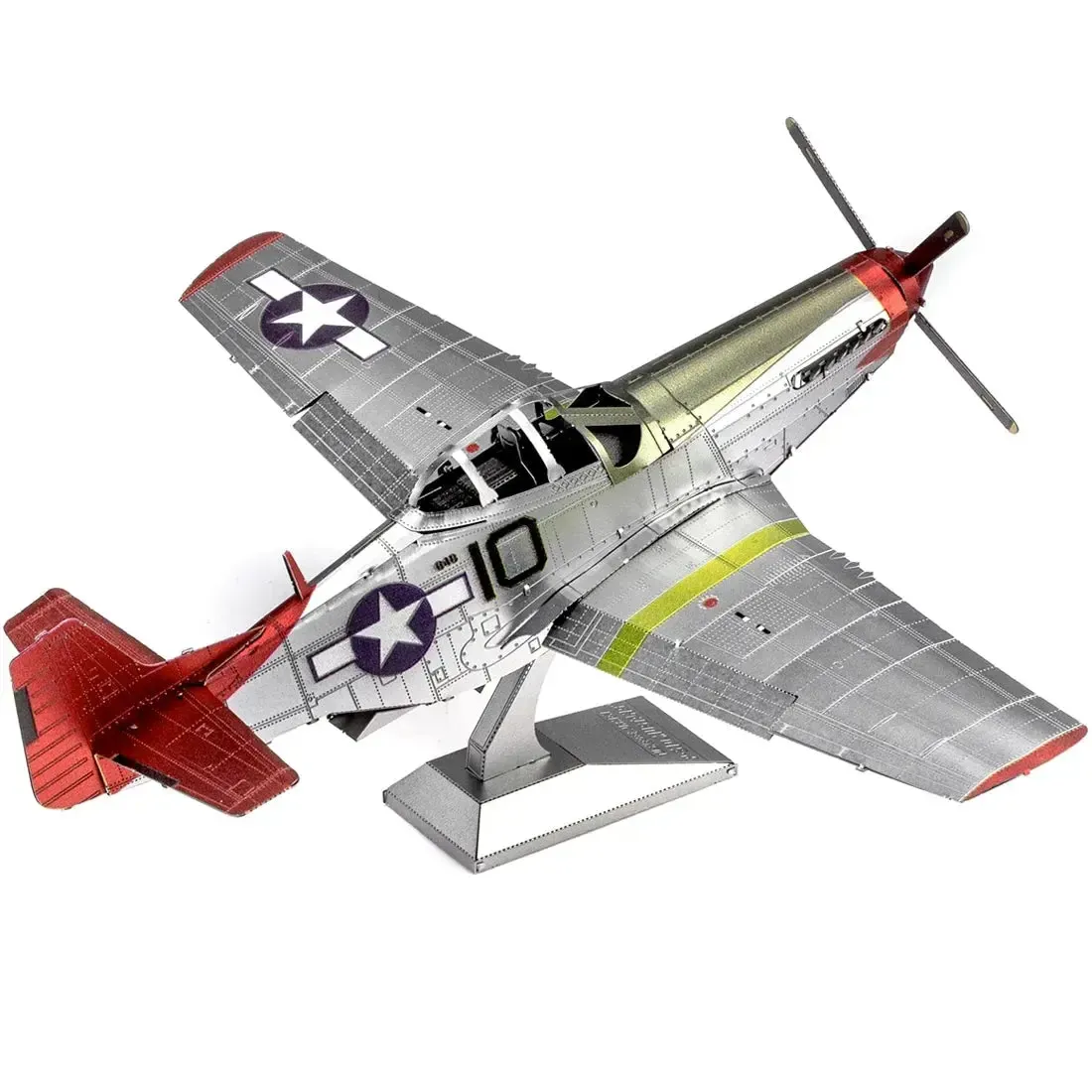 World War II - P-51D Mustang "Tuskegee Airmen" Plane Figure Model Kit (1:60 Scale, Steel, Challenging Difficulty) - Fascinations - Metal Earth Premium Series - Image 6