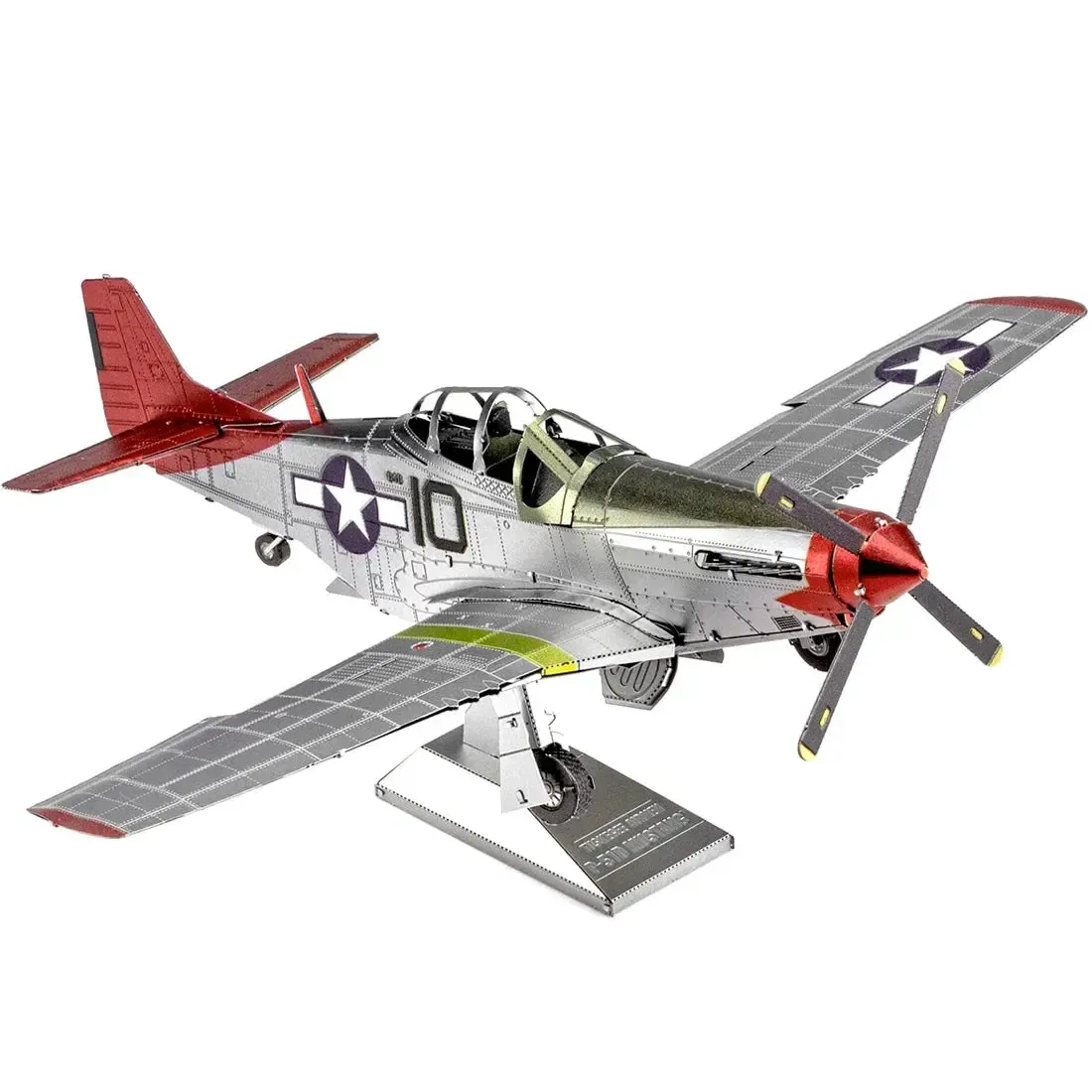 World War II - P-51D Mustang "Tuskegee Airmen" Plane Figure Model Kit (1:60 Scale, Steel, Challenging Difficulty) - Fascinations - Metal Earth Premium Series - Image 7