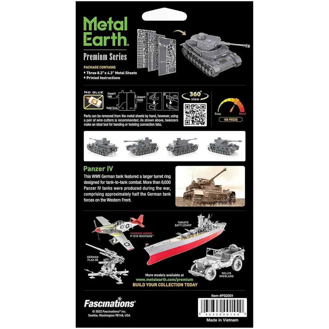 World War II - Panzer IV German Tank Figure Model Kit (1:50 Scale, Steel, Challenging Difficulty) - Fascinations - Metal Earth Premium Series - Image 3