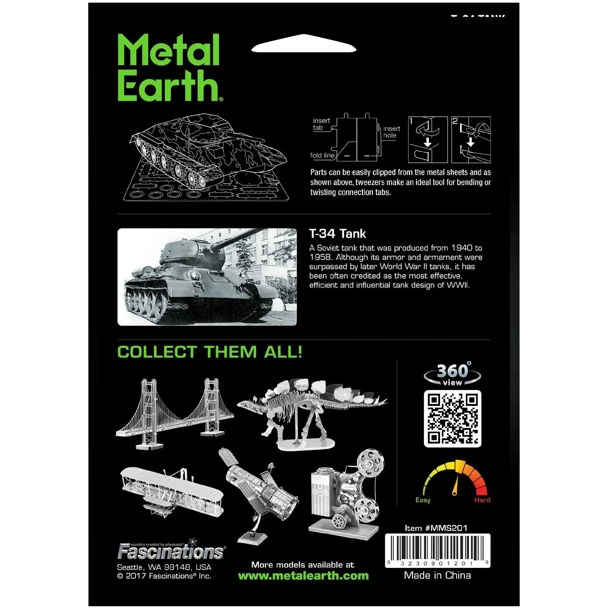 World War II [Soviet Union] - T-34 Tank Figure Model Kit (Steel, Moderate Difficulty) - Fascinations - Metal Earth Series - (2022) - Image 3