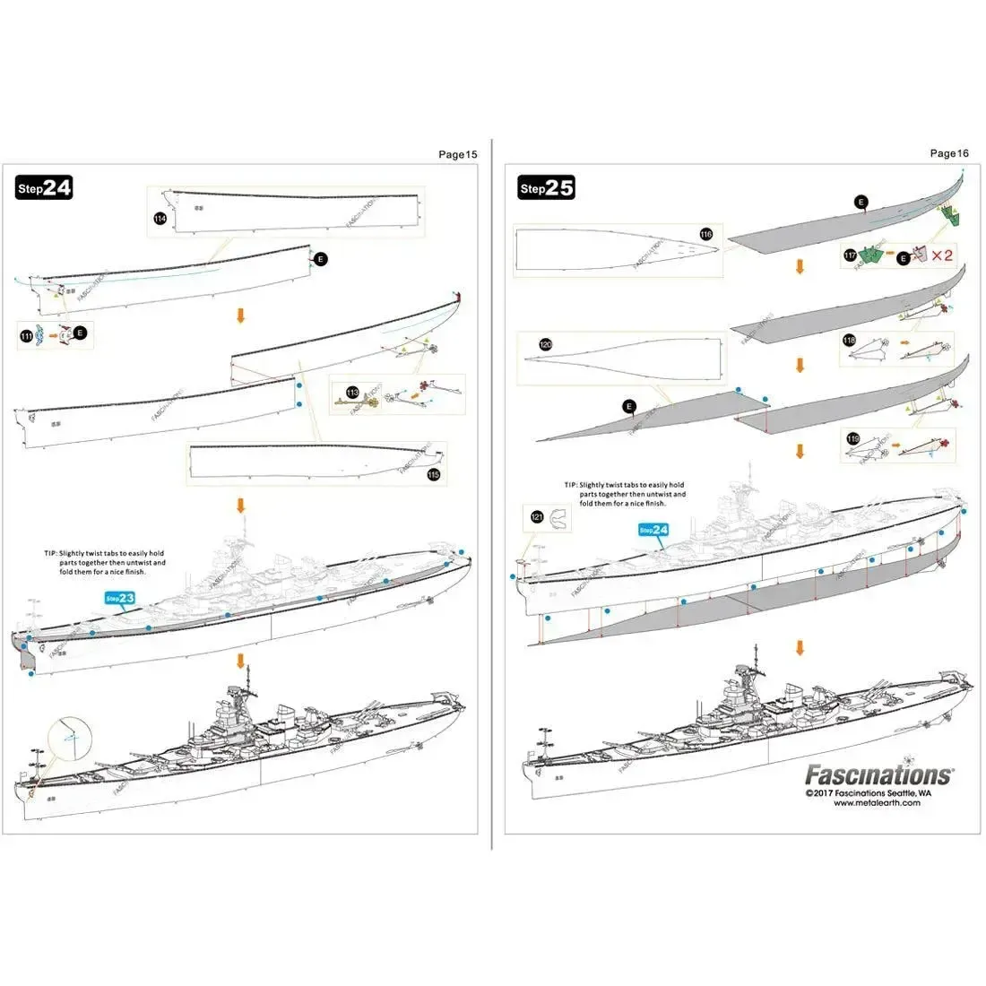 World War II [The United States Navy] - Unpainted USS Missouri BB-63 Battleship Figure Model Kit (Steel, Expert Difficulty) - Fascinations - Metal Earth Premium Series - Image 15