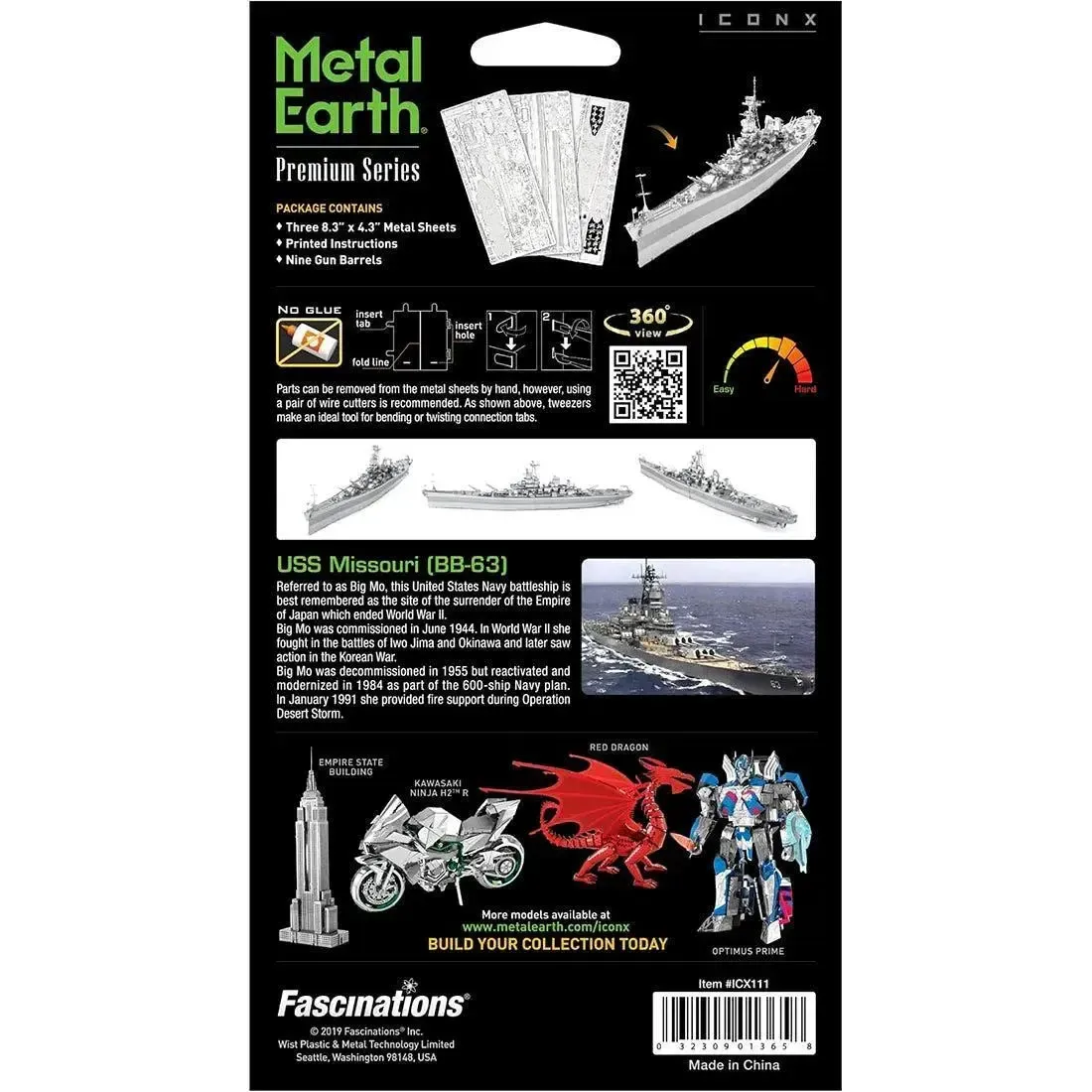 World War II [The United States Navy] - Unpainted USS Missouri BB-63 Battleship Figure Model Kit (Steel, Expert Difficulty) - Fascinations - Metal Earth Premium Series - Image 3