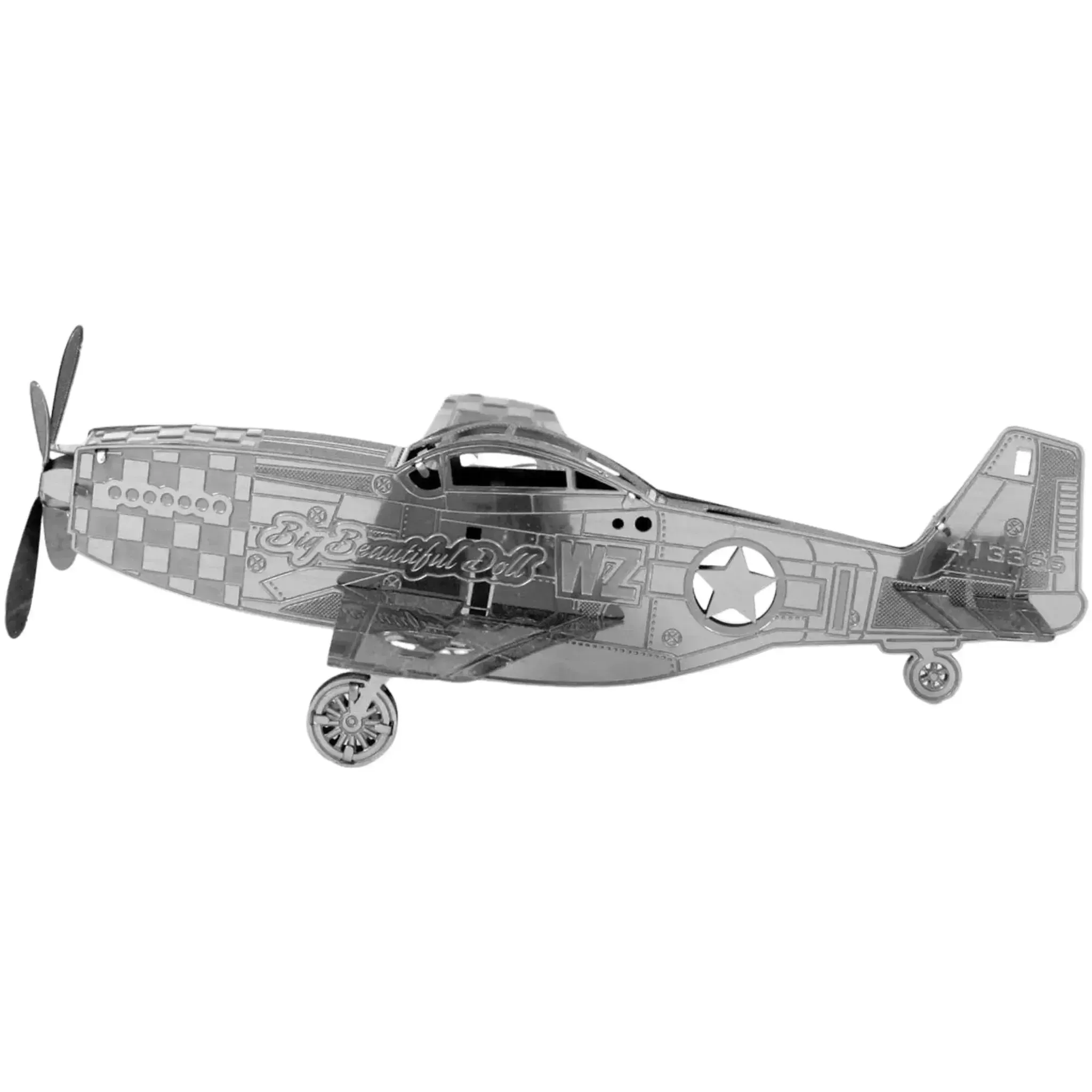 World War II [United States Air Force] - P-51 Mustang Fighter Aircraft Figure Model Kit (Steel, Easy Difficulty) - Fascinations - Metal Earth Series - (2024) - Image 2