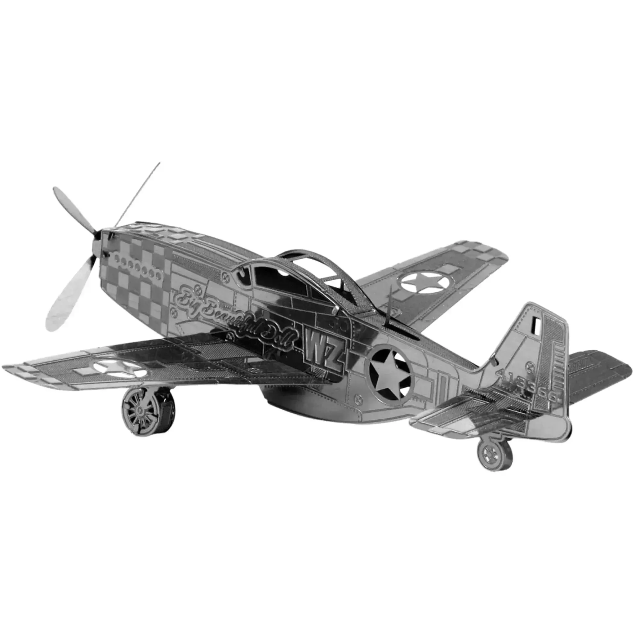 World War II [United States Air Force] - P-51 Mustang Fighter Aircraft Figure Model Kit (Steel, Easy Difficulty) - Fascinations - Metal Earth Series - (2024) - Image 4