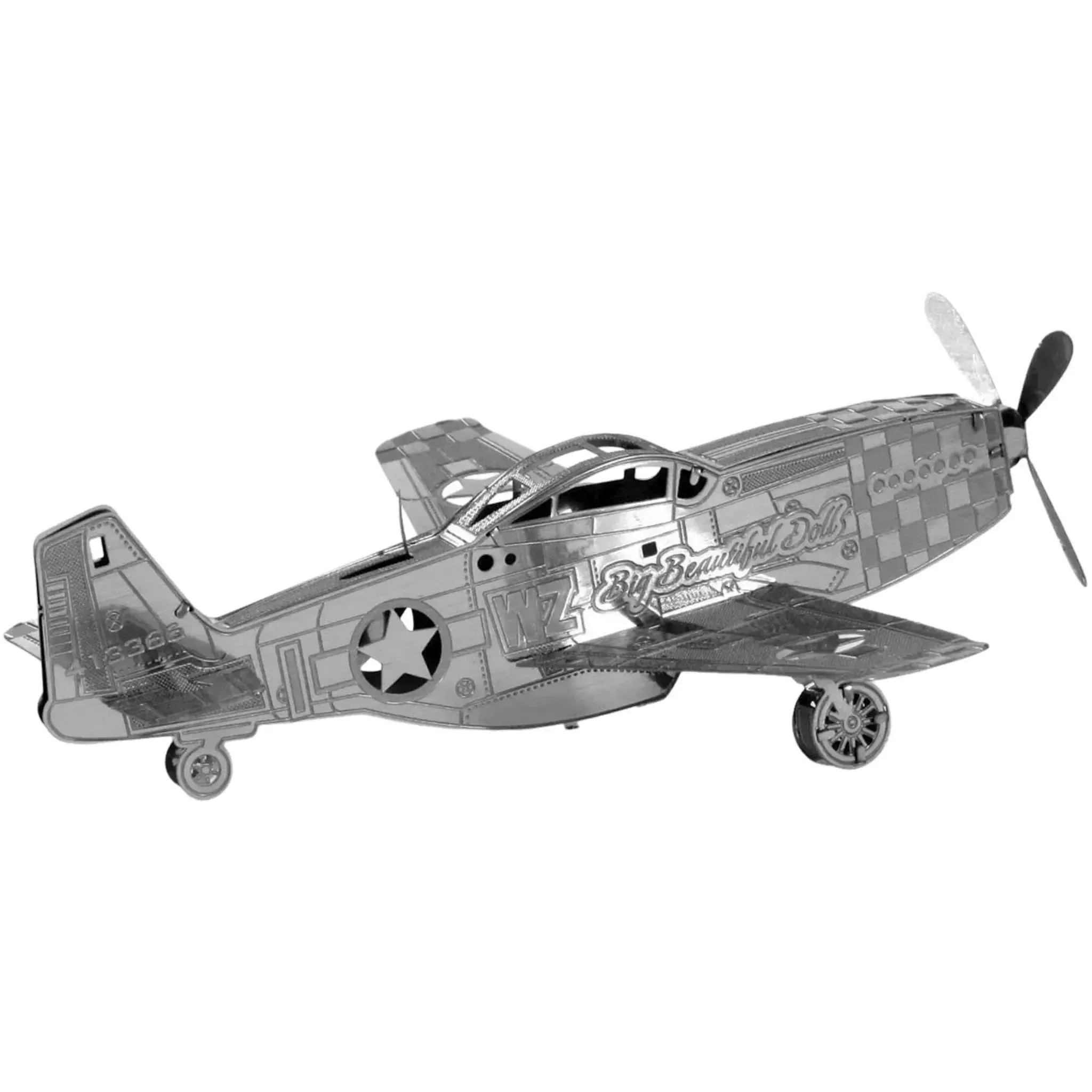 World War II [United States Air Force] - P-51 Mustang Fighter Aircraft Figure Model Kit (Steel, Easy Difficulty) - Fascinations - Metal Earth Series - (2024) - Image 6