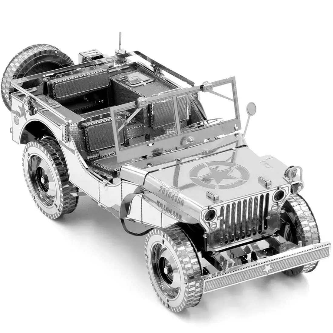 World War II - Unpainted Willys Overland Jeep Car Figure Model Kit (Steel, Challenging Difficulty) - Fascinations - Metal Earth Premium Series - Image 7