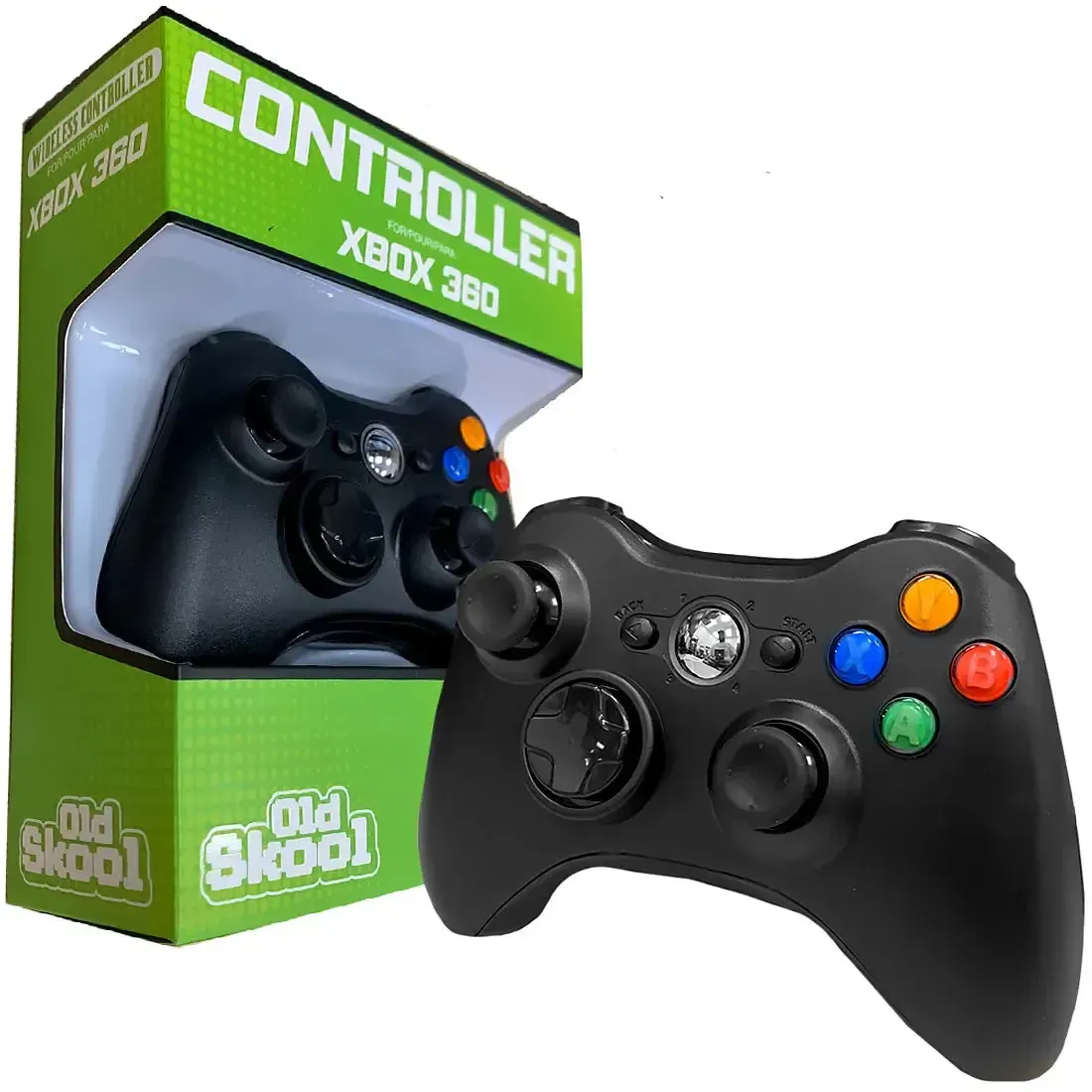 Xbox 360 - Black Wireless Controller - Old Skool - Image 2